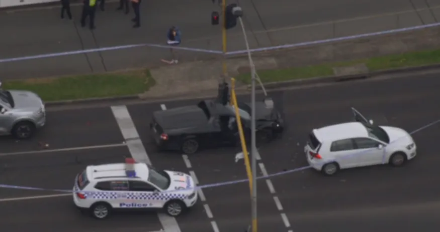 A gun shot has been fired following a two car collision at an intersection in Doncaster